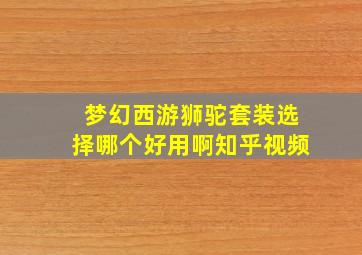 梦幻西游狮驼套装选择哪个好用啊知乎视频