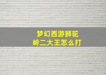 梦幻西游狮驼岭二大王怎么打