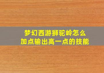 梦幻西游狮驼岭怎么加点输出高一点的技能