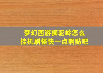 梦幻西游狮驼岭怎么挂机刷怪快一点啊贴吧