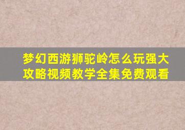 梦幻西游狮驼岭怎么玩强大攻略视频教学全集免费观看