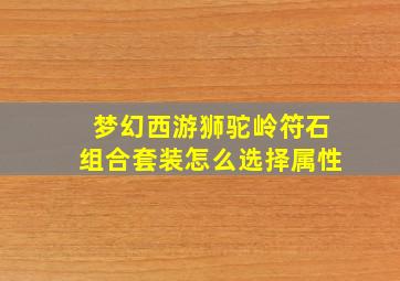 梦幻西游狮驼岭符石组合套装怎么选择属性