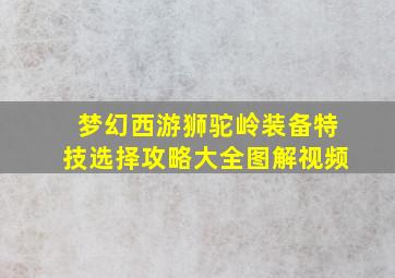 梦幻西游狮驼岭装备特技选择攻略大全图解视频