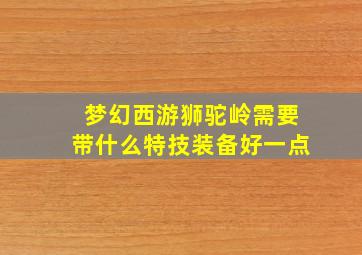 梦幻西游狮驼岭需要带什么特技装备好一点