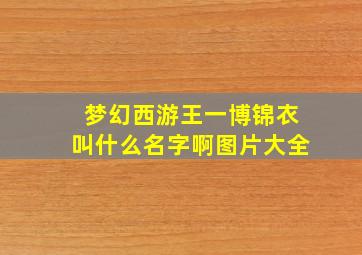 梦幻西游王一博锦衣叫什么名字啊图片大全