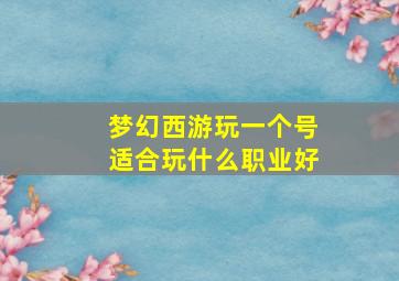 梦幻西游玩一个号适合玩什么职业好