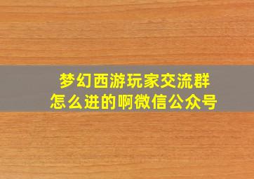 梦幻西游玩家交流群怎么进的啊微信公众号