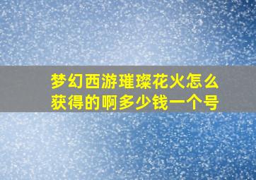 梦幻西游璀璨花火怎么获得的啊多少钱一个号