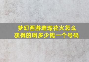 梦幻西游璀璨花火怎么获得的啊多少钱一个号码