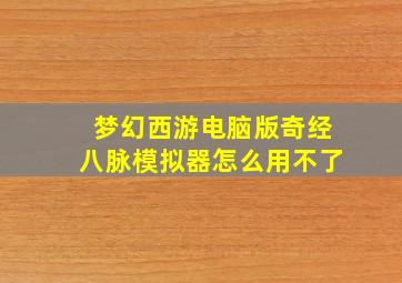 梦幻西游电脑版奇经八脉模拟器怎么用不了