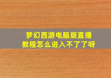 梦幻西游电脑版直播教程怎么进入不了了呀