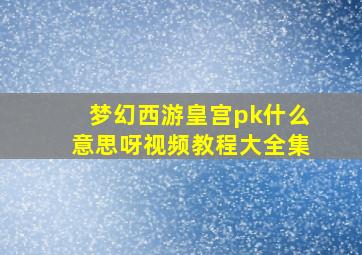 梦幻西游皇宫pk什么意思呀视频教程大全集