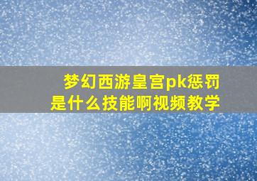 梦幻西游皇宫pk惩罚是什么技能啊视频教学