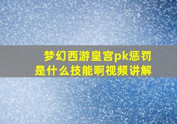 梦幻西游皇宫pk惩罚是什么技能啊视频讲解