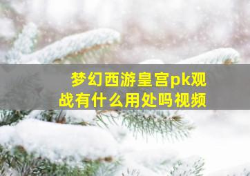 梦幻西游皇宫pk观战有什么用处吗视频