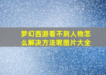 梦幻西游看不到人物怎么解决方法呢图片大全