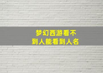 梦幻西游看不到人能看到人名