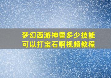 梦幻西游神兽多少技能可以打宝石啊视频教程