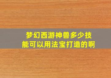 梦幻西游神兽多少技能可以用法宝打造的啊