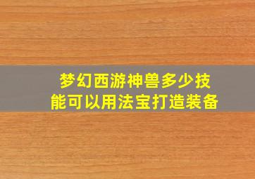 梦幻西游神兽多少技能可以用法宝打造装备