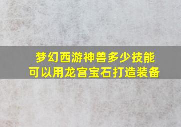 梦幻西游神兽多少技能可以用龙宫宝石打造装备