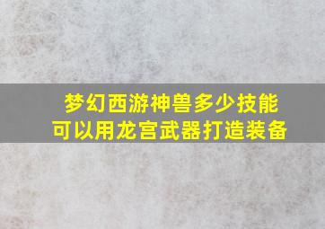 梦幻西游神兽多少技能可以用龙宫武器打造装备