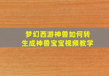 梦幻西游神兽如何转生成神兽宝宝视频教学