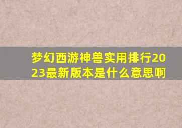 梦幻西游神兽实用排行2023最新版本是什么意思啊