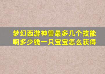 梦幻西游神兽最多几个技能啊多少钱一只宝宝怎么获得