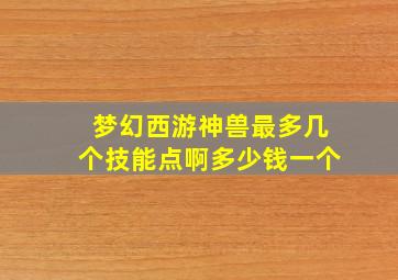 梦幻西游神兽最多几个技能点啊多少钱一个