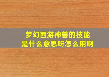 梦幻西游神兽的技能是什么意思呀怎么用啊