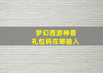 梦幻西游神兽礼包码在哪输入