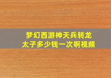 梦幻西游神天兵转龙太子多少钱一次啊视频