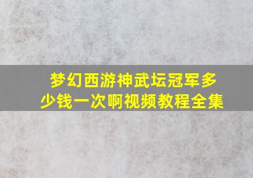 梦幻西游神武坛冠军多少钱一次啊视频教程全集