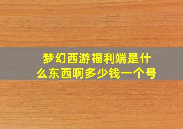 梦幻西游福利端是什么东西啊多少钱一个号