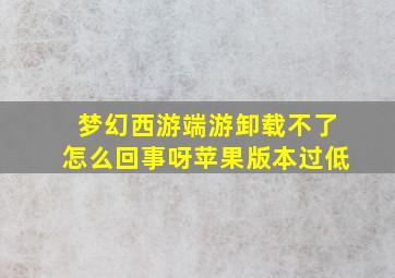 梦幻西游端游卸载不了怎么回事呀苹果版本过低