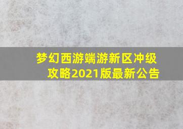 梦幻西游端游新区冲级攻略2021版最新公告