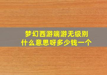 梦幻西游端游无级别什么意思呀多少钱一个