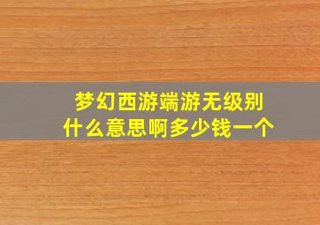 梦幻西游端游无级别什么意思啊多少钱一个