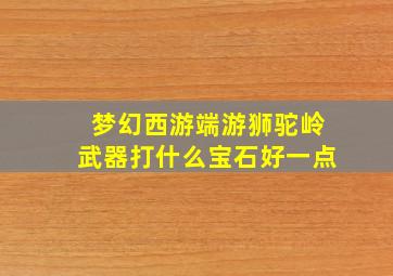 梦幻西游端游狮驼岭武器打什么宝石好一点