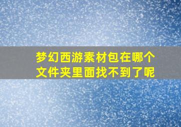 梦幻西游素材包在哪个文件夹里面找不到了呢