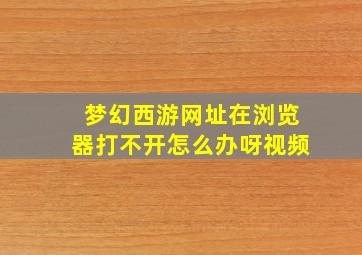 梦幻西游网址在浏览器打不开怎么办呀视频