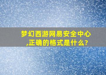 梦幻西游网易安全中心,正确的格式是什么?