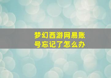 梦幻西游网易账号忘记了怎么办