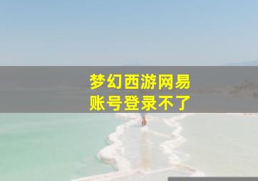 梦幻西游网易账号登录不了