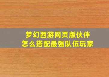 梦幻西游网页版伙伴怎么搭配最强队伍玩家