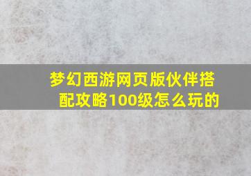 梦幻西游网页版伙伴搭配攻略100级怎么玩的