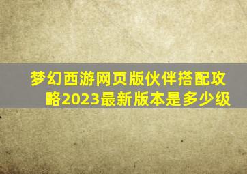 梦幻西游网页版伙伴搭配攻略2023最新版本是多少级