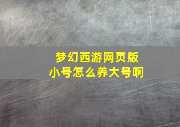 梦幻西游网页版小号怎么养大号啊