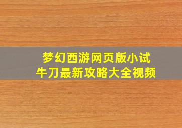 梦幻西游网页版小试牛刀最新攻略大全视频